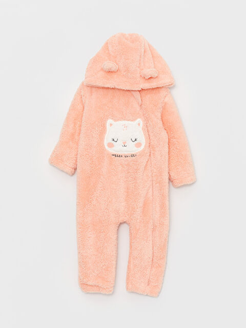 LCW baby Kapüşonlu Uzun Kollu Pelüş Kız Bebek Tulum - W3BD28Z1-SVY