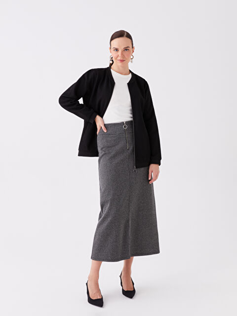 LCW Grace Beli Fermuarlı Desenli Kadın Etek - W3BG53Z8-MHS