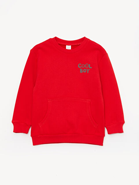 LCW baby Crew Neck Long Sleeve Printed Baby Boys' Sweatshirt - W3BG72Z1-HMW