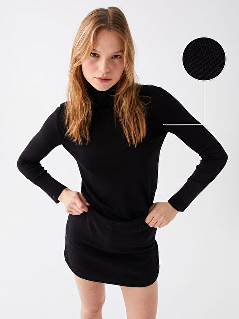 LCW Vision Balıkçı Yaka Düz Uzun Kollu Kadın Triko Kazak - W3BG95Z8-RQN