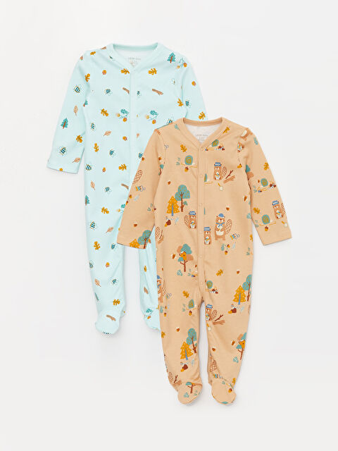 LCW baby V Yaka Uzun Kollu Erkek Bebek Tulum 2'li (0-12 Ay Patikli, 12 Ay+ Patiksiz) - W3BH79Z1-LQB