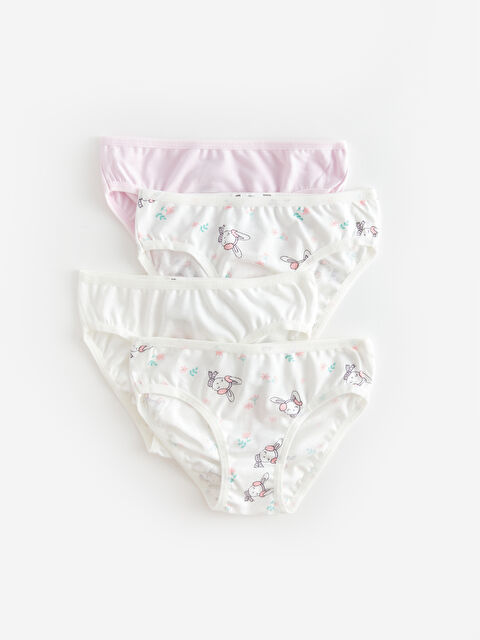 LCW baby Baskılı Pamuklu Kız Bebek Külot 4'lü - W3BJ91Z1-LRA