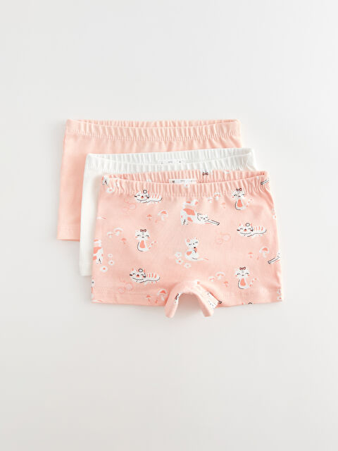 LCW baby Beli Lastikli Baskılı Kız Bebek Boxer 3'lü - W3BJ92Z1-LSZ