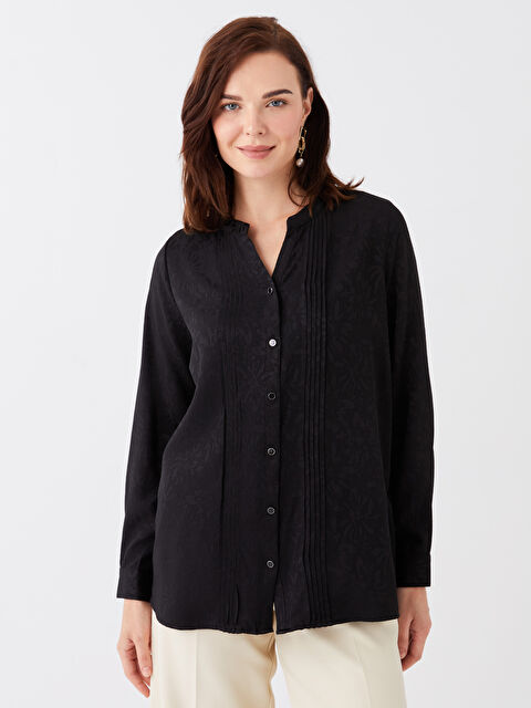 LCW Grace Kaçık Yaka Desenli Uzun Kollu Kadın Gömlek - W3BK73Z8-CVL