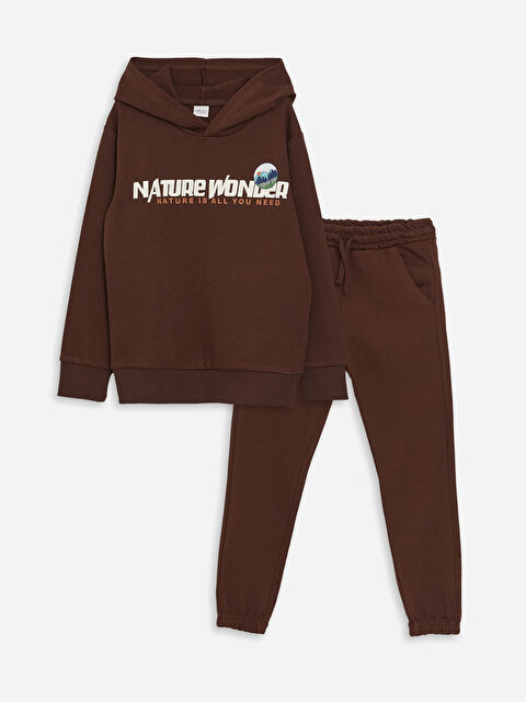 LCW Kids Printed Long Sleeve Boys' Hoodie and Sweatpants - W3BL16Z4-JTW