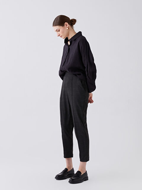 LCWAIKIKI Basic Beli Lastikli Ekose Kadın Pantolon - W3BL20Z8-LMK