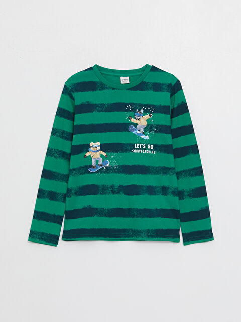 LCW Kids Crew Neck Bear Teddy Printed Boys' T-Shirt - W3BM45Z4-LRR