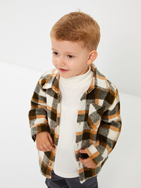 LCW baby Long Sleeve Plaid Patterned Baby Boy Shirt Jacket - W3BN01Z1-LMU
