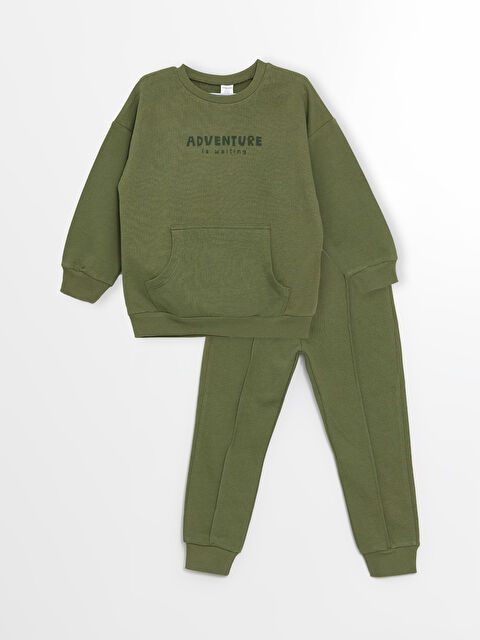 LCW baby Bisiklet Yaka Uzun Kollu Baskılı Erkek Bebek Sweatshirt ve Eşofman Altı 2'li Takım - W3BO04Z1-H70