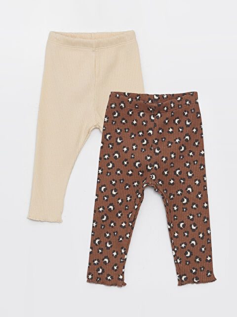 LCW baby Beli Lastikli Desenli Kız Bebek Tayt 2'li - W3BP94Z1-S6R