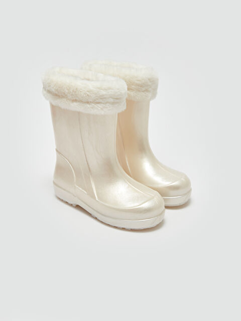 LCW STEPS Parlak Görünümlü Kürk Detaylı Kız Çocuk Yağmur Botu - W3BQ49Z4-RTA