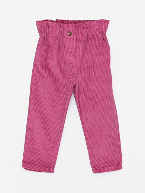 LCW baby Beli Lastikli Kız Bebek Kadife Pantolon - W3BS16Z1-EDF