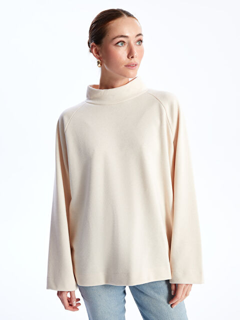 LCWAIKIKI Classic Dik Yaka Düz Uzun Kollu Kadın Tişört - W3BT91Z8-FEW