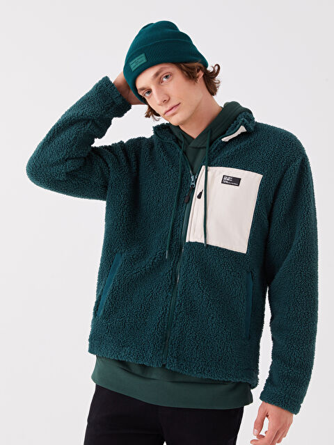 XSIDE Dik Yaka Uzun Kollu Pelüş Erkek Fermuarlı Sweatshirt - W3BV38Z8-VBL