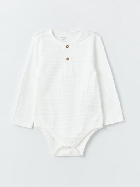 LCW baby Bisiklet Yaka Uzun Kollu Basic Erkek Bebek Çıtçıtlı Bodysuit - W3BY19Z1-FDU