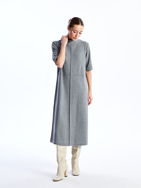 LCWAIKIKI Classic Dik Yaka Düz Kısa Kollu Elbise - W3CE23Z8-SPS