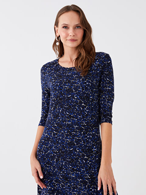 LCW Grace Bisiklet Yaka Desenli A Kesim Kadın Elbise - W3CE63Z8-LSJ