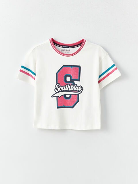 SOUTHBLUE Bisiklet Yaka Baskılı Kısa Kollu Kız Çocuk Tişört - W3CF48Z4-EEW