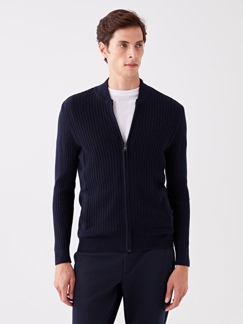 SOUTHBLUE Standart Kalıp Kolej Yaka Erkek Triko Hırka - W3CF92Z8-RFH