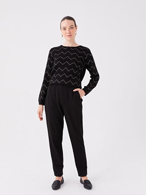 LCW Grace Beli Lastikli Standart Fit Kadın Pantolon - W3CG49Z8-CVL