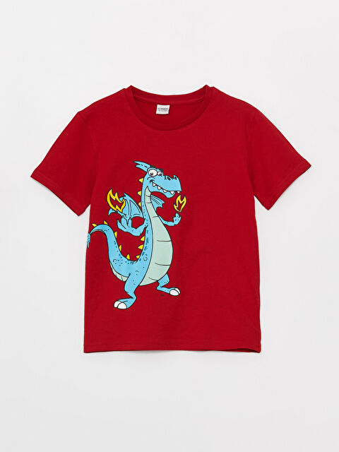 LCW Kids Bisiklet Yaka Baskılı Kısa Kollu Erkek Çocuk Tişört - W3CH24Z4-R3T