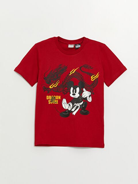 LCW Kids Bisiklet Yaka Mickey Mouse Baskılı Kısa Kollu Erkek Çocuk Tişört - W3CH78Z4-R3T