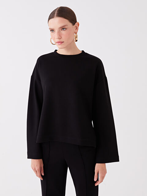 LCW Vision Bisiklet Yaka Oversize Kadın Sweatshirt - W3CI49Z8-CVL