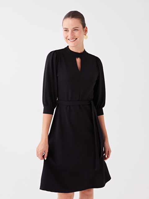 LCWAIKIKI Classic Hakim Yaka Düz Uzun Kollu Elbise - W3CI78Z8-CVL