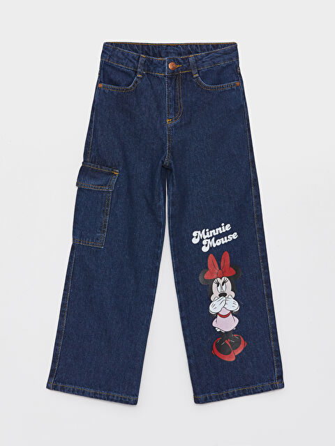 LCW Kids Minnie Mouse Baskılı Kız Çocuk Kargo Jean Pantolon - W3CJ88Z4-309