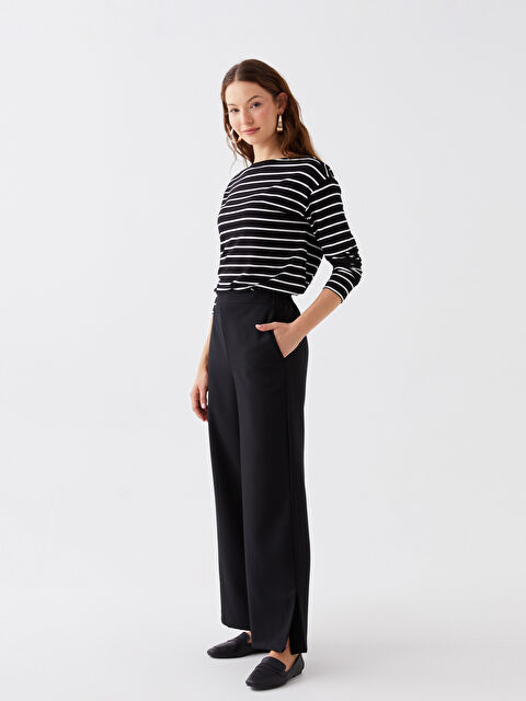 LCWAIKIKI Classic Beli Lastikli Rahat Kalıp Geniş Paça Kadın Pantolon - W3CK01Z8-CVL