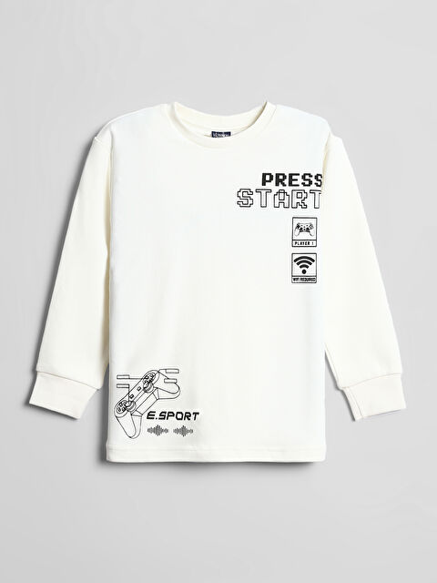 LCW Kids Crew Neck Printed Long Sleeve Boys' T-Shirt - W3CL78Z4-EEW