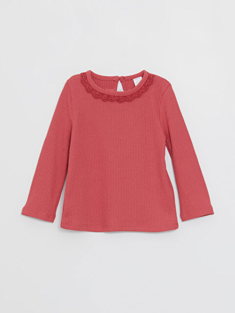 LCW baby Bisiklet Yaka Uzun Kollu Kız Bebek Tişört - W3CO41Z1-GUG