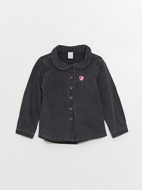 LCW ECO Bebe Yaka Uzun Kollu Kız Bebek Jean Gömlek - W3CO43Z1-GRD