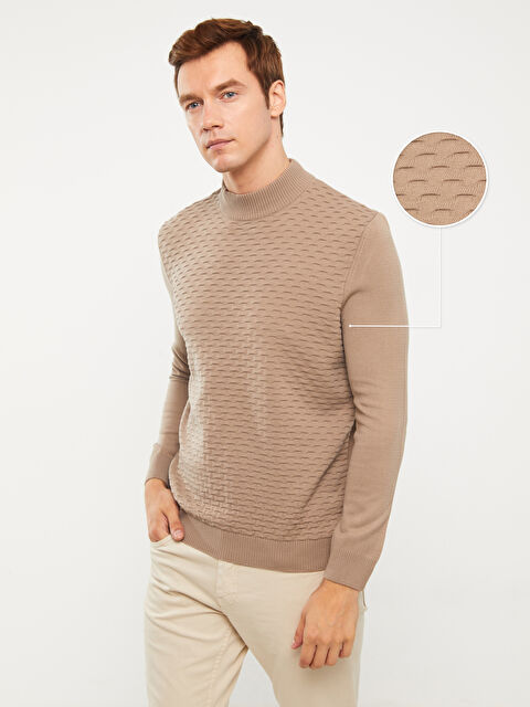 LCW Vision Yarım Balıkçı Yaka Uzun Kollu Erkek Triko Kazak - W3CP43Z8-PSD