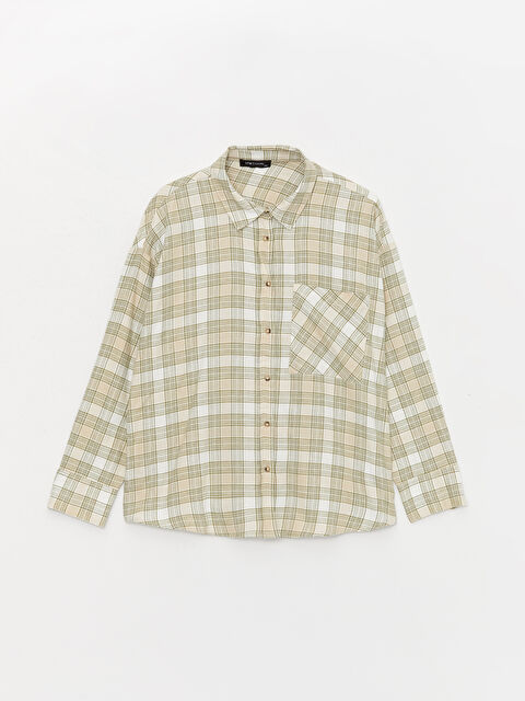 LCW Vision Plaid Long Sleeve Oversize Women's Flannel Shirt - W3CP93Z8-LME