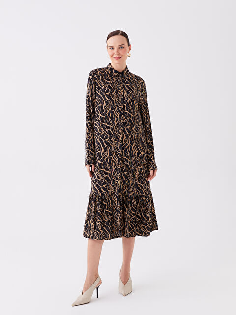 LCW Grace Desenli Uzun Kollu Kadın Gömlek Elbise - W3CQ04Z8-LQJ