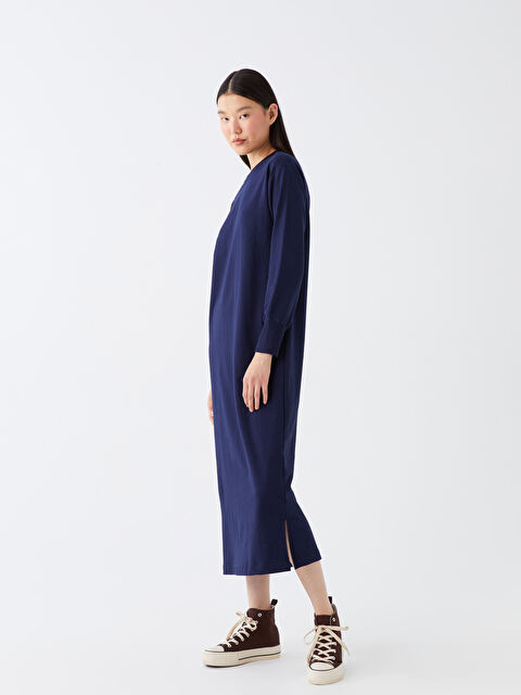 LCW Modest Bisiklet Yaka Düz Uzun Kollu Kadın Elbise - W3CQ06Z8-VB1