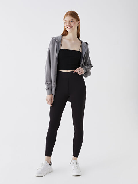 XSIDE Beli Lastikli Düz İnterlok Kadın Spor Tayt - W3CQ93Z8-CVL