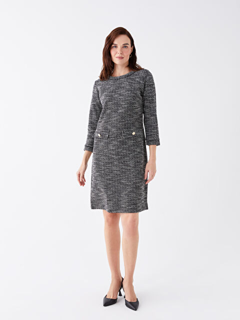 LCW Grace Bisiklet Yaka Desenli A Kesim Elbise - W3CR01Z8-MHS