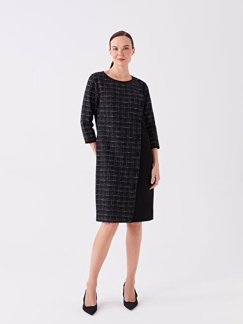 LCW Grace Bisiklet Yaka Ekose Elbise - W3CR53Z8-MKK