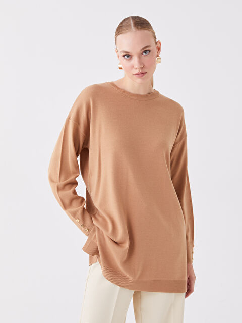 LCWAIKIKI Basic Crew Neck Plain Long Sleeve Women's Knitwear Tunic - W3CS70Z8-L8Q