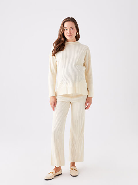 LCWAIKIKI Maternity Beli Lastikli Düz Geniş Paça Hamile Triko Pantolon - W3CS93Z8-L8Q