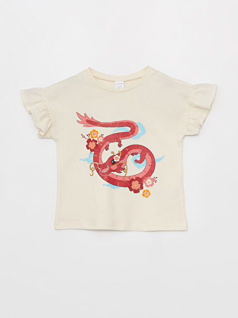 LCW baby Bisiklet Yaka Baskılı Kız Bebek Tişört - W3CU35Z1-FRC