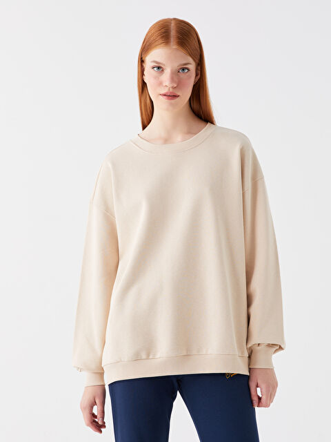 XSIDE Bisiklet Yaka Oversize Kadın Sweatshirt - W3CV35Z8-VBR