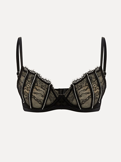 LCW DREAM Balenli Dolgusuz Dantelli Fantezi Tişört Sütyen - W3CY90Z8-CVL