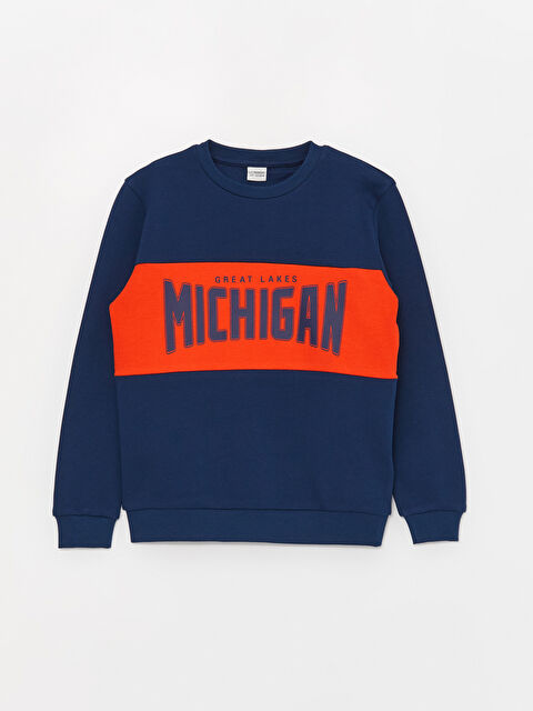 LCW Kids Bisiklet Yaka Baskılı Uzun Kollu Erkek Çocuk Tişört - W3DA69Z4-JC7