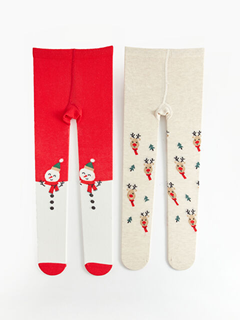 LCW baby Yılbaşı Temalı Unisex Bebek Külotlu Çorap 2'li - W3DC00Z1-HC3
