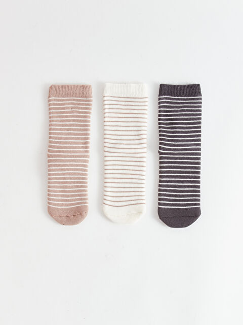 LCW baby Çizgili Erkek Bebek Soket Çorap 3'lü - W3DC19Z1-FJZ