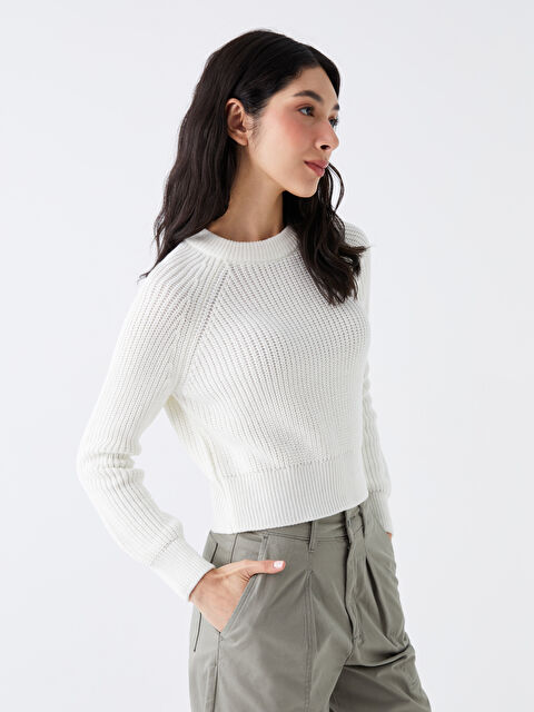 LCW Vision Bisiklet Yaka Kendinden Desenli Uzun Kollu Kadın Triko Kazak - W3DC53Z8-R9J