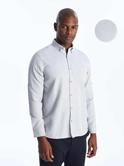 LCW Vision Slim Fit Uzun Kollu Armürlü Erkek Gömlek - W3DD01Z8-SPS